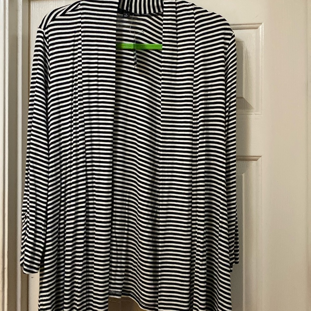 Black and white striped cardigan